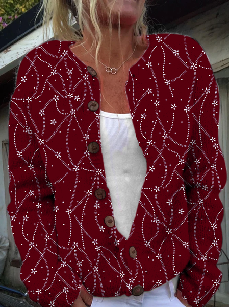 Regular Fit Casual Christmas Cardigan, Wine red, Cardigans