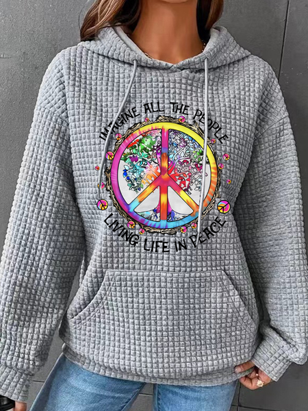 

Hippie All The People Simple Loose Hoodie, Gray, Hoodies&Sweatshirts