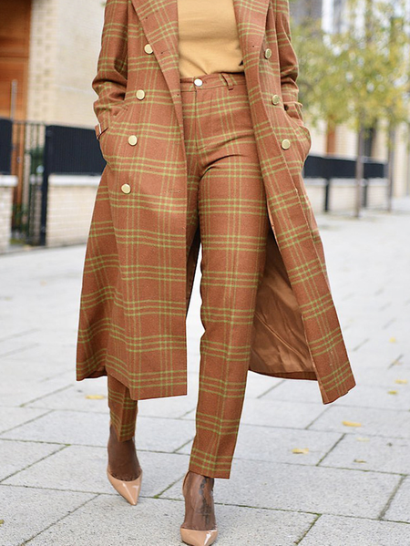 

Plaid Urban Regular Fit Fashion Pants, Orange, Pants