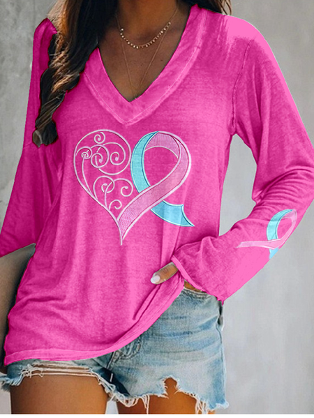 

Women's Pink Breast Cancer Love Long Sleeve T-Shirt, Long sleeves