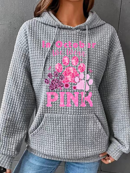 

In October We Wear Pink Dog Cat Paw Breast Cancer Dog Paws Simple Loose Hoodie, Gray, Hoodies&Sweatshirts