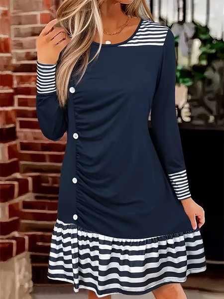 

Women's Striped Cloak Thicken Loose Jacket, Navyblue, Dresses
