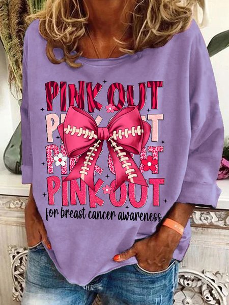 

Football Pink Out Breast Cancer Football Casual Sweatshirt, Lavender, Hoodies&Sweatshirts