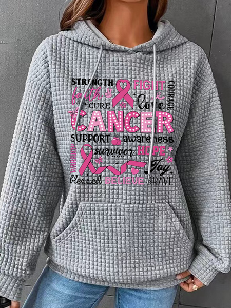 

Breast Cancer Awareness Breast Cancer In October We Wear Pink Simple Loose Hoodie, Gray, Hoodies&Sweatshirts