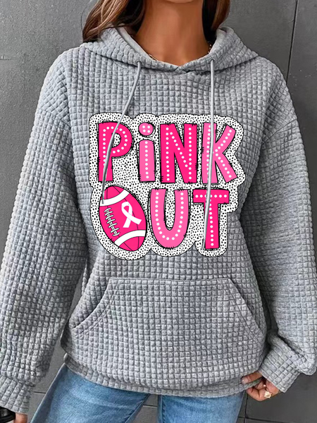 

Breast Cancer Football Pink Out Simple Loose Hoodie, Gray, Hoodies&Sweatshirts