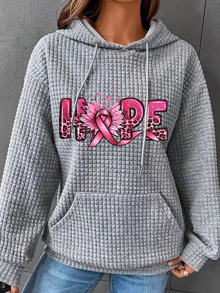 

Hope Breast Cancer Simple Loose Hoodie, Gray, Hoodies&Sweatshirts