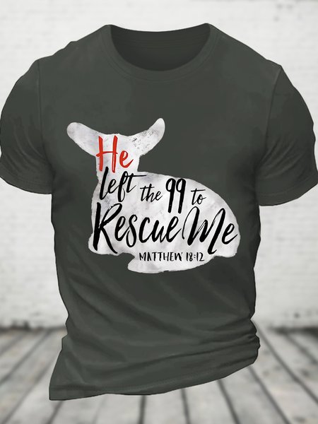 

He Left The 99 To Rescue Me Cotton T-shirt, Dark gray, T-shirts