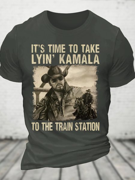 

It's Time Cotton T-shirt, Dark gray, T-shirts