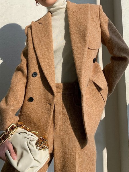 

Urban Woolen Buttoned Regular Fit Long Sleeve Blazer, Khaki, Blazers
