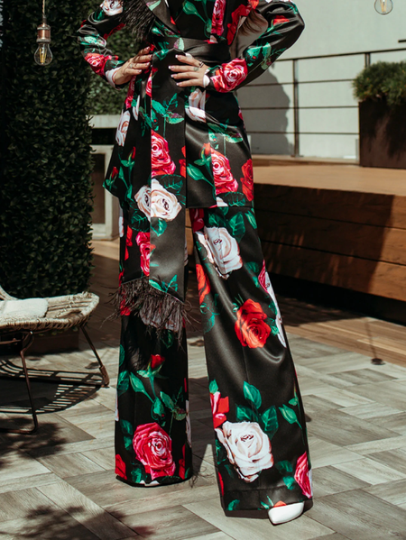 

Loose Urban Floral Fashion Pants, As picture, Pants