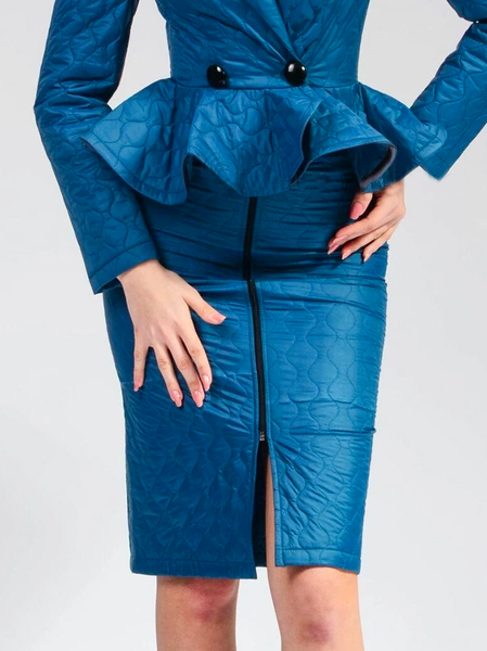 

Regular Fit Plain Elegant Zipper Skirt, Blue, Skirts