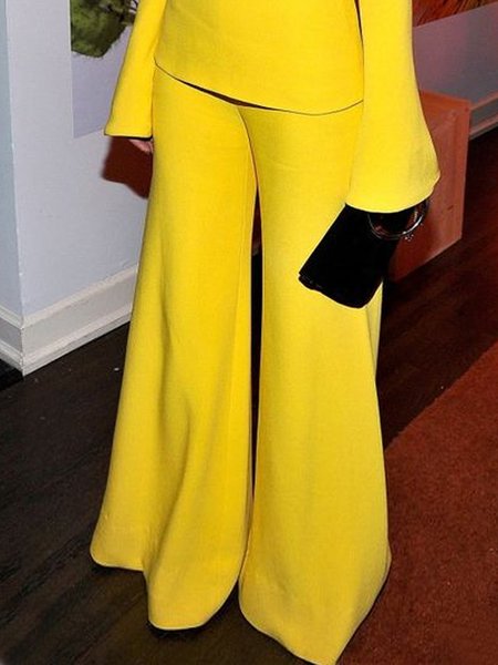 

Plain Urban Loose Pants, Yellow, Pants