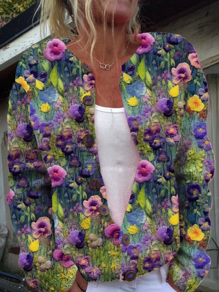 

Women Floral Long Sleeve Comfy Casual Buttoned Cardigan, Multicolor, Cardigans