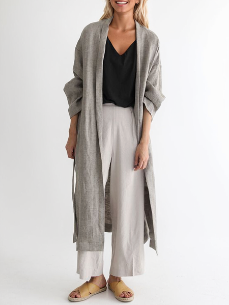 

Others Linen Kimono, Gray, Outerwear