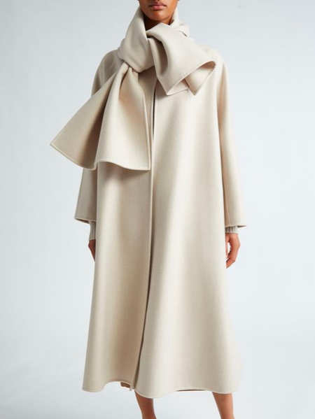 

Loose Urban Bow Regular Sleeve Coat, Apricot, Coats