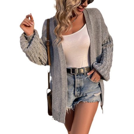 

Others Loose Casual Plain Kimono, Gray, Outerwear