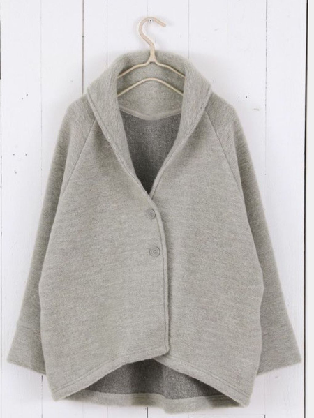 

Plain Linen Wool-Blend Coat, Gray, Outerwear