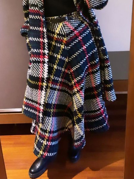 Loose Urban Plaid Skirt With No Belt, As picture, Skirts