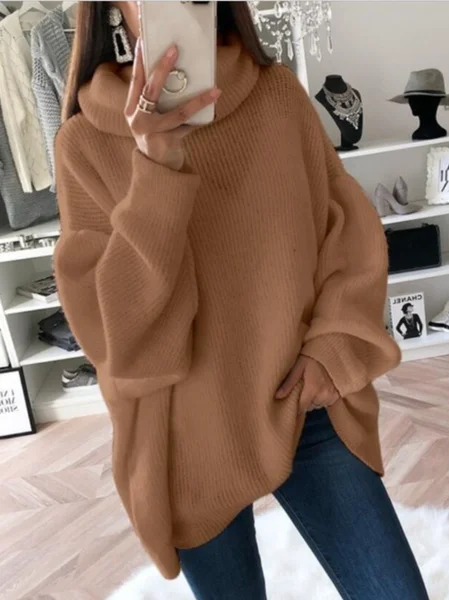 

Casual Loose Sweater, Brown, Sweaters & Cardigans