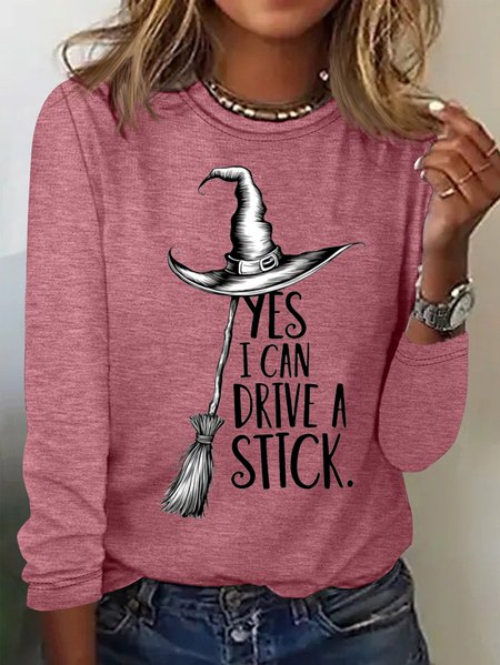 Halloween Casual Cotton-Blend T-Shirt, Watermelon, Long sleeves