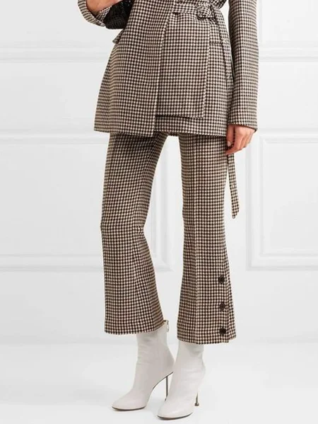 

Regular Fit Urban Houndstooth Fashion Pants, As picture, Pants