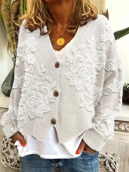 

Women's Geometric Regular Loose Kimono, White, Outerwear