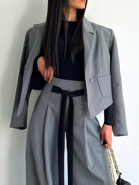 

Urban Loosen Regular Sleeve Lapel Collar Blazer, Gray, Blazers
