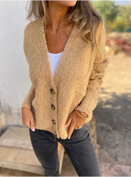 

Women's Plain Regular Loose Kimono, Khaki, Outerwear