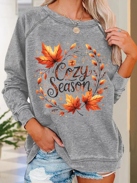 

Cozy Season Casual Sweatshirt, Light gray, Hoodies&Sweatshirts