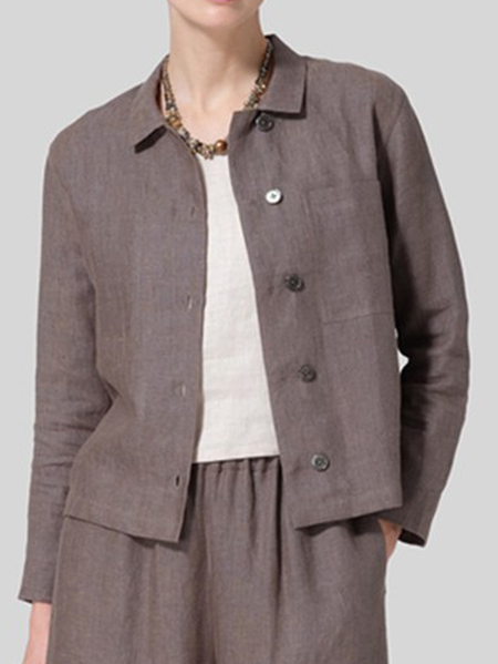 

Plain Linen Loose Cotton And Linen Blouse, Brown, Blouses & Shirts