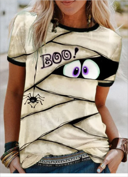 

Women's Halloween Printed Casual T-shirt, As picture, T-shirts