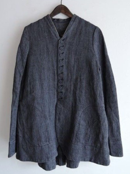 

Linen Stand Collar Cotton And Linen Trench Coat, Dark blue, Outerwear