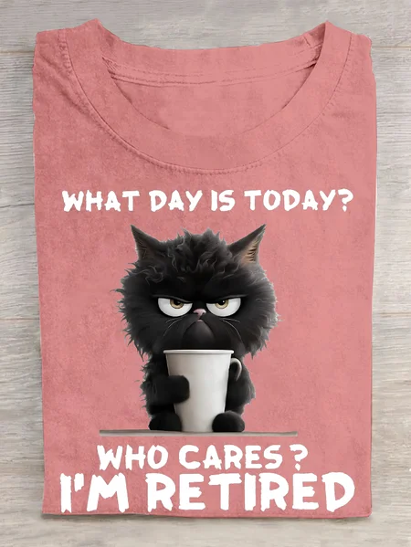 

What Day Is Today I'm Retired Cotton T-Shirt, Orange pink, T-shirts