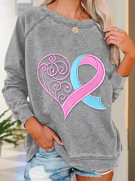 

Pink Breast Cancer Heart Casual Sweatshirt, Light gray, Hoodies&Sweatshirts