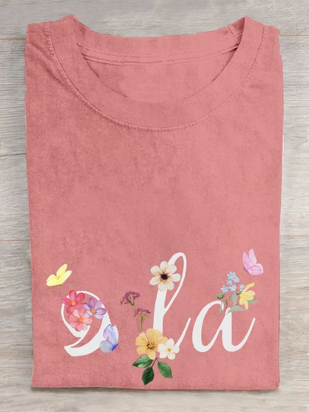 

Floral Kamala Comma La Cotton T-shirt, Orange pink, T-shirts