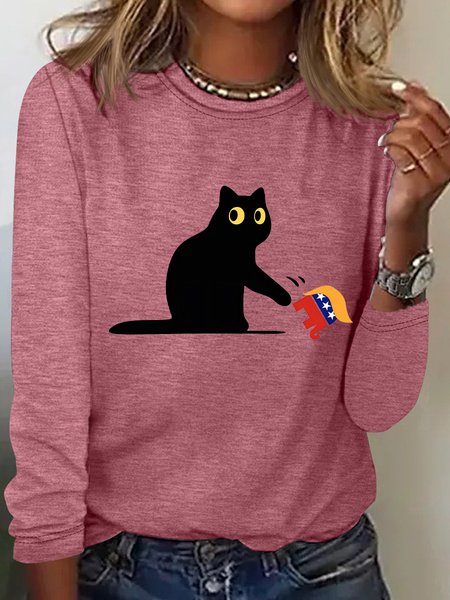 

Kamala Harris 2024 Black Cat Casual Long Sleeve Shirt, Watermelon, Long sleeves