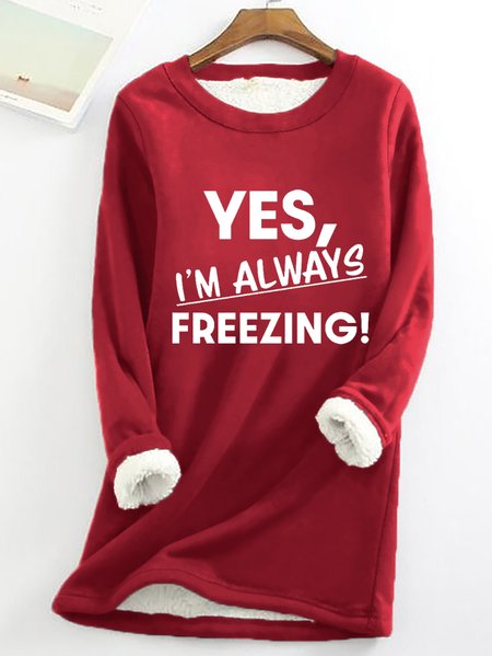 

Loose Crew Neck Text Letters Casual Sweatshirt, Red, Hoodies&Sweatshirts