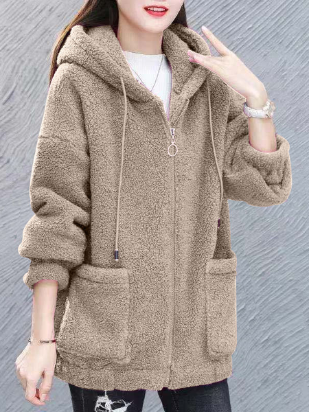 

Women's Plain Regular Loose Kimono, Khaki, Outerwear