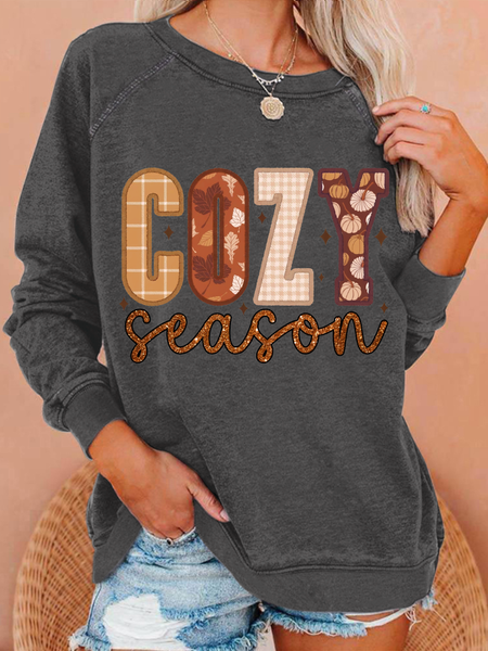 

Cozy Season Casual Sweatshirt, Light gray, Hoodies&Sweatshirts