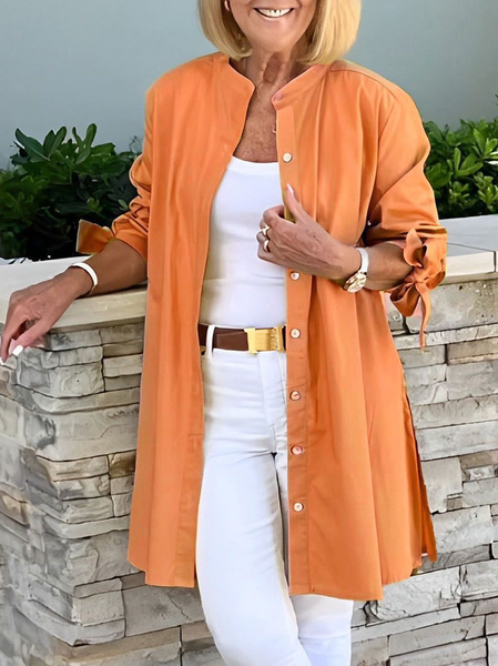 

Plain Casual Others Loose Jacket, Orange, Outerwear