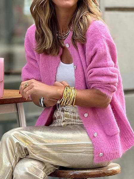

Women Wool/Knitting Plain Long Sleeve Comfy Casual Lace Cardigan, Purple, Sweaters