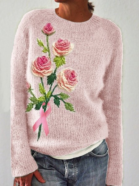 Rose pink ribbon knitted sweater, Cardigans