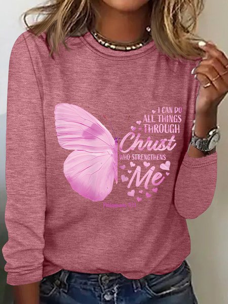 

I Can Do All Things Through Christ Who Strengthens Me Casual Long Sleeve Shirt, Watermelon, Long sleeves