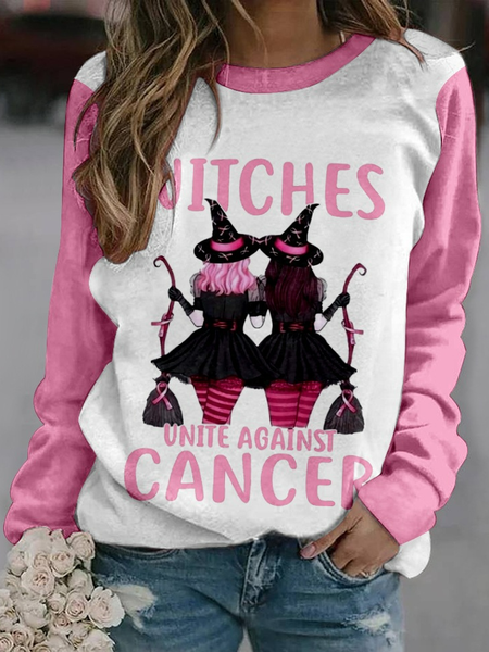 Women's Crew Neck Halloween Casual Spring/Fall Long Sleeve Sweatshirt, Pink, Sweatshirts & Hoodies