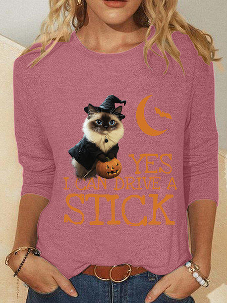 

Halloween Buckle Up Buttercup You Just Flipped My Witch Switch Funny Cat Casual Long Sleeve Shirt, Watermelon, Long sleeves