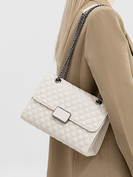 

PU Elegant Clutch Bag, Off white, Bags