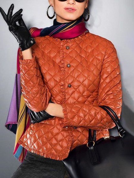 

Plain Urban Loose Ruched Padded Jacket, Orange, Padded Jackets