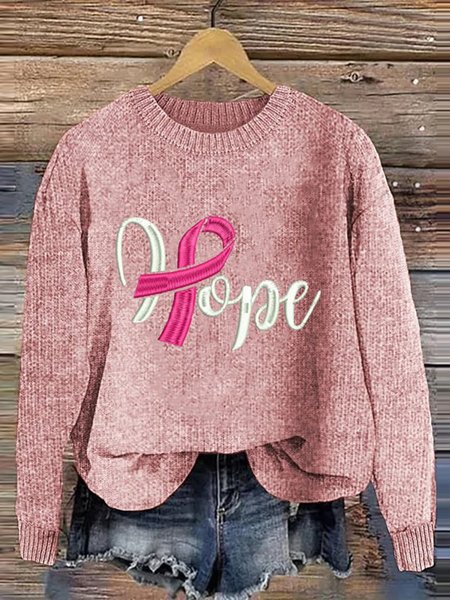 

Hope Breast Cancer Awareness Pullover Sweater, Pink, Cardigans