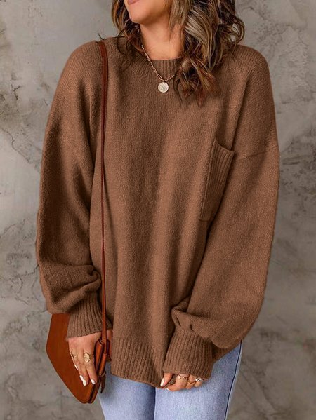 

Loose Turtleneck Casual Striped Sweater, Brown, Sweaters & Cardigans