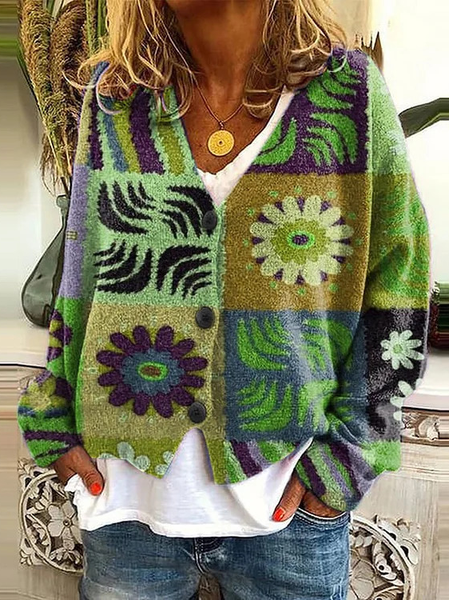 

Women Wool/Knitting Ethnic Long Sleeve Comfy Casual Cardigan, Green, Sweaters
